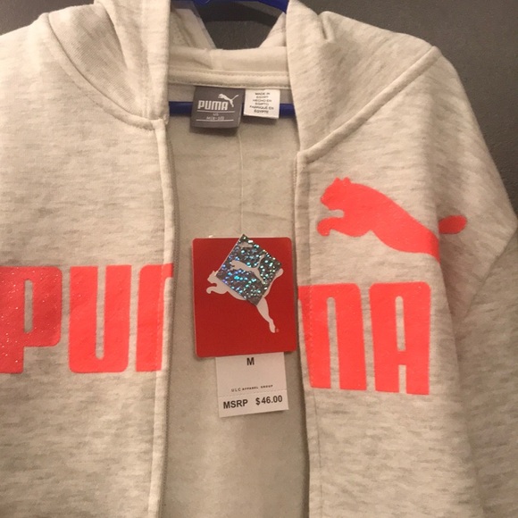 🗣FINAL SALE 👀 NWT Girls Puma Hooded Sweater - Picture 3 of 5
